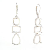 Sterling Silver Semi Mount Earrings Setting PE 14x10 OV 10x8 Cu10x8mm Cab20451 - Syzjewelry